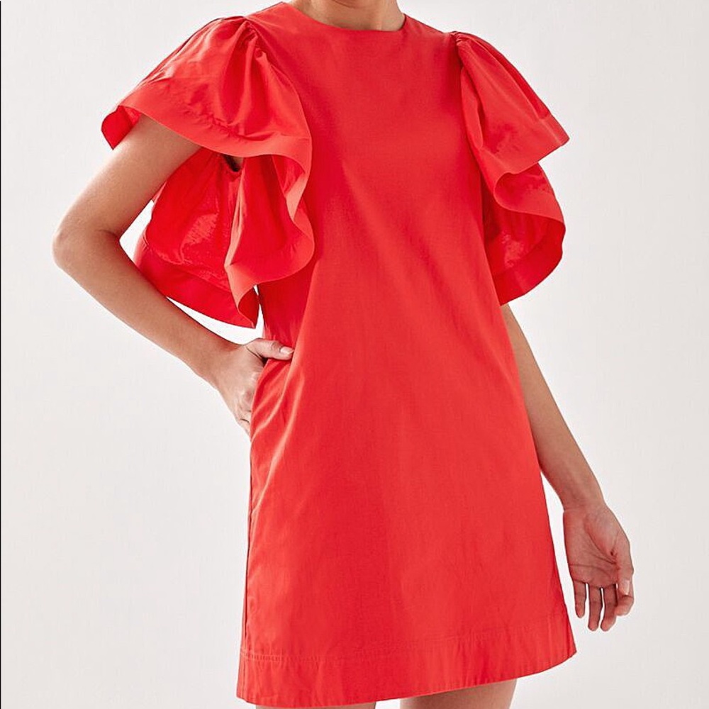 Holiday/Christmas Party Dress- Flared Sleeved Shift Dress